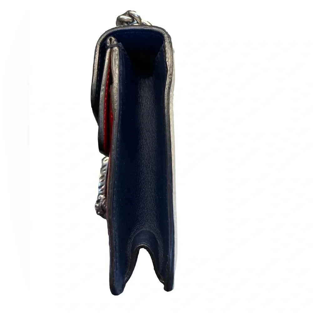 GUCCI Calfskin Crystal Snake Embroidered Dionysus Shoulder Bag White Red Blue - Picture 8 of 16
